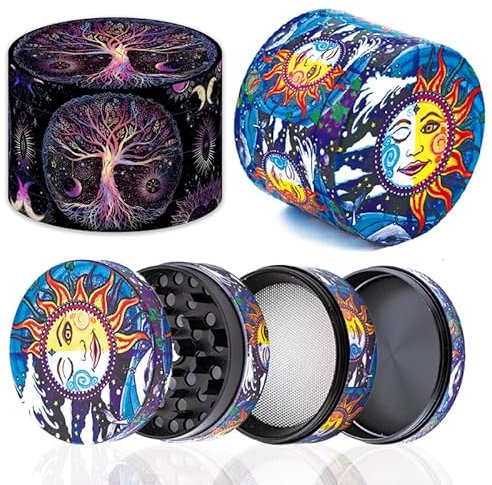 Pollen Grinder,Suuwwn 2 Stück Mahlwerk Kräutermühle Crusher Grinder Messerscharfes Crusher Metall Mahlwerk große Gewürzmühle 4 Schichten Zinc Alloy 50 mm