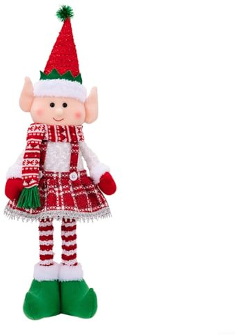 SMZhomeone Weihnachtselfendekorationen mit Teleskopbeinen, Junge und Mädchen, Ornament, Weihnachtsfiguren, Ferienhaus, Garten, Party, festliche Baumdekoration (A)