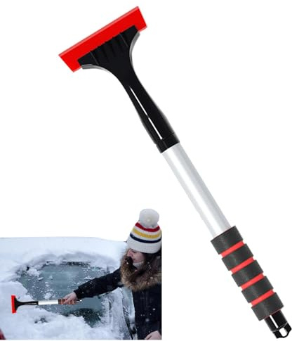 Raschietti da Neve telescopici con Manico in Schiuma - Raschietto da Neve per Auto, Raschiaghiaccio per Auto | Raschietto per Ghiaccio per Parabrezza, spatola per Neve per autoveicoli, Strumento