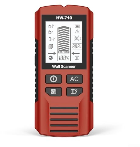 Handheld-LCD-Display, Wand-Metalldetektor, Bolzensucher =, für Holz/Metall/Kabel/Schaltungen in Wänden, 174 x 76 x 41 mm (rot)