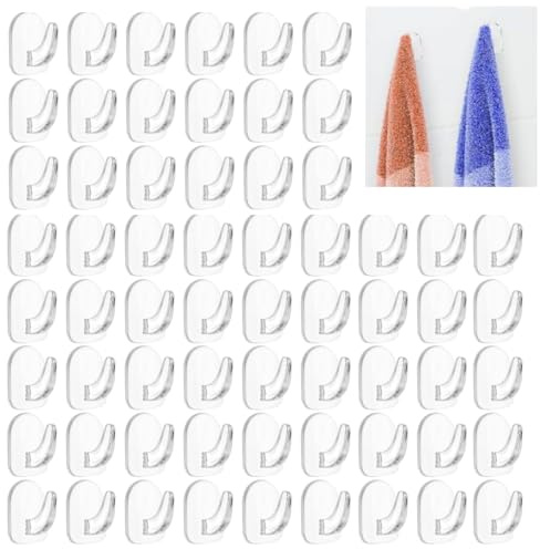 100 Stück Selbstklebende Haken Extra Stark, 3×2.4cm Magische Haken Kleine | Klebehaken Transparent, Wandhaken Aufhängen, Robuste Klebehaken, Durchsichtige Haken für Küche, Badezimmer und Schlafzimmer