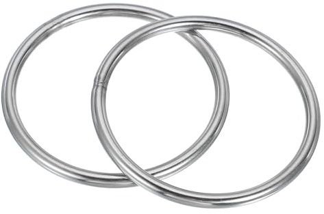 PATIKIL 2 Stück 6x90mm Metall O-Ringe, 304-Edelstahl O-Ring, geschweißte Rundringe, Taschenzubehör, Metallringe, DIY-Zubehör für Gürtel, Nähen, Hundehalsbänder, Karabiner, Gurtbänder