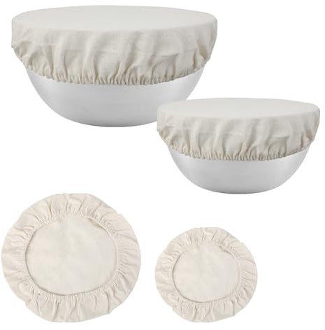 4 AlgodóN Lino Prueba Pan Cesta, Forro de Tela Ovalado para Canasta, Forro de Tela de Cesta de Panificación,aptas para cestas de fermentación de 20 cm y 25 cm, Ideales para la fermentación del Pan