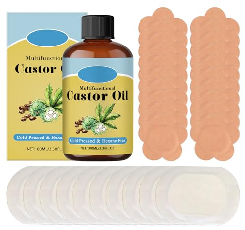 Castor Oil Patches 30 Rizinusöl Bauchnabel Castor Oil Pack Geeignet zur Förderung der Verdauung und zur Unterstützung des Schlafs Wird mit Einer Flasche Rizinusöl Geliefert