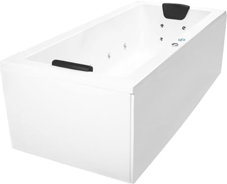 Supply24 since 2004 Whirlpool Badewanne Relax Profi – Made in Germany – Eckmontage (160x75 cm) – 22 Massage-Düsen, Heizung, Ozon-Desinfektion, Farblicht & Bluetooth-Radio – Ohne Armaturen
