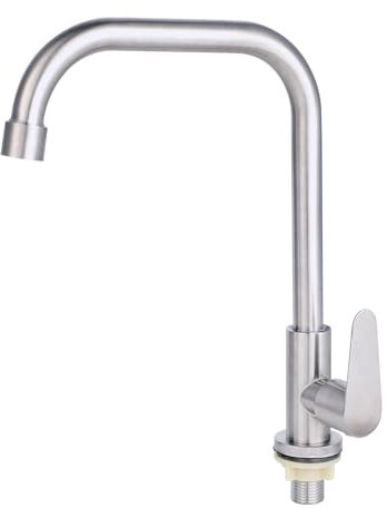 Rubinetto Lavello Cucina - Rubinetto Solo Acqua Fredda, In Acciaio Inox 304, Girevole a 360°, con Miscelatore Monocomando, per Cucina o Lavanderia(Adatto per orificio 2.1-4.0cm)