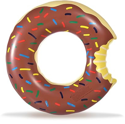Aufblasbare Donut Schwimmring, Braun Rosa Schwimmring Donut Erwachsene Kinder, Schwimmdonut Pool Ring Aufblasbarer Schwimmreifen für Frauen Mann Mädchen Junge Pool Zubehör Strand Sommerpool Party