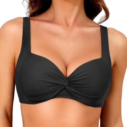 XFSRG Parte Superior de Bikini para Mujer Cuello en V Traje de baño Halter Sexy Top de Bikini Push Up con Almohadillas de Sujetador Playa Bañadores（XL）