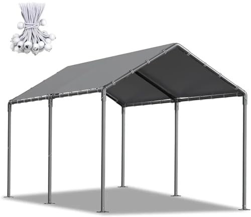 10 × 20 fot vattentät carport baldakin bärbart garagetält med 6 förstärkta metallstänger för bil, lastbil