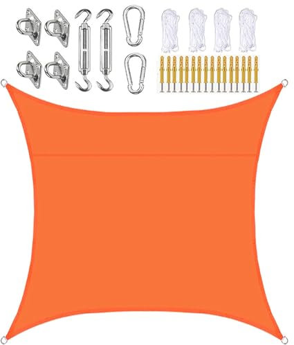 SLDAGe Vela da Sole per Esterno Impermeabile,Vela Ombreggiante Rettangolare con Kit di Fissaggio,Vela Parasole Quadrata,Protezione Raggi UV,Tende a Vela per Esterno Giardino Terrazza Balcone,5x5 m