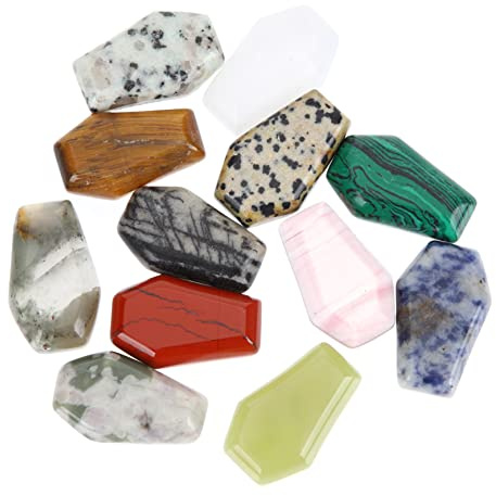 SAFIGLE 12 Piezas de Cristal Natural en Forma de Ataúd, Piedras Decorativas para Manualidades y Joyas Elegantes Color Aleatorio