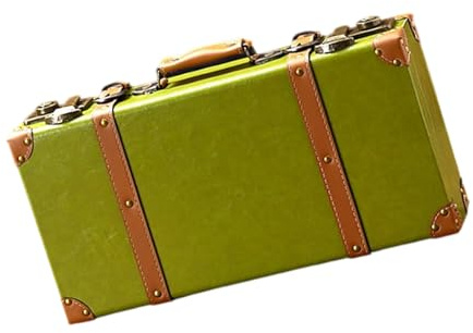 HOOLRZI Antiker Holzkoffer mit Ledergriff für Heimdekoration, Hochzeit, Andenken, Filmrequisiten, große Gepäcktasche