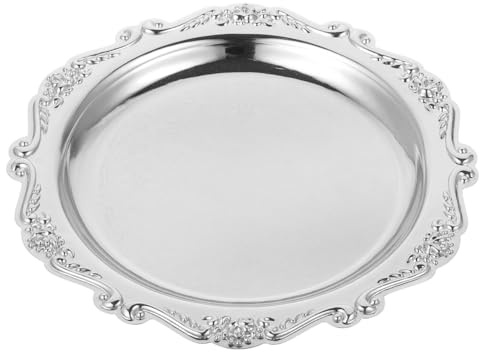 Zerodeko Elegant Snack Serving Tray 7.87X7.87X0.59In Wrought Iron Dessert Plate for Parties Food Display Jewelry Holder