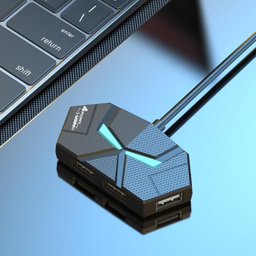 RUOVXWU 4-Port USB 2.0 Hub,Ultra-Slim Data USB Hub Portable USB Splitter Compatible withi Mac Pro, MacBook Air, Mac Mini Pro, Surface, Notebook PC, Laptop, Flash Drives, Mobile HDD and More (USB 4IN1)