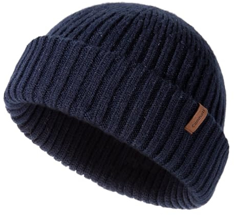 Comhats XL/XXL Fisherman Beanie för stora huvuden – stickad mössa av merinoullblandning för män och kvinnor, i klassiska och trendiga färger, varm vintermössa för vardag och utomhus, flerfärgad