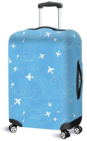 mongtsamz Funda Maleta Elastic Scaling,Funda para Maletas con Diseño de Múltiples Aberturas,Fundas Maletas de Viaje con Doble Fijación,Funda Maleta Mediana para Maletas de 24-27 Pulgadas,Olas Azules