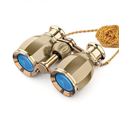 ESSLNB Operngläser 4X30 für Damen Theater Fernglas mit Kette und Tasche Optisches Glas für Oper Konzert als Geschenk (Goldenes)