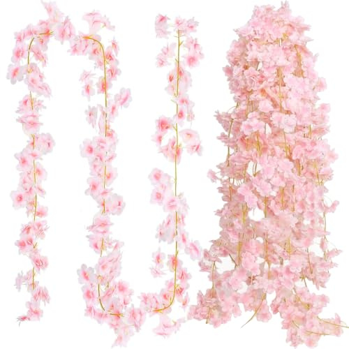 PETERMALLON 3 Pièces 180cm Guirlandes de Fleurs de Cerisier Artificielles,Guirlande Fleur Artificielles Extérieures Deco,pour Maison Jardin Fêtes Mariage Fête