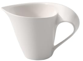 Villeroy und Boch NewWave Milchkännchen, Milchkanne mit geschwungenem Henkel, Premium Porzellan, spülmaschinen- und mikrowellengeeignet, weiß, 200 ml