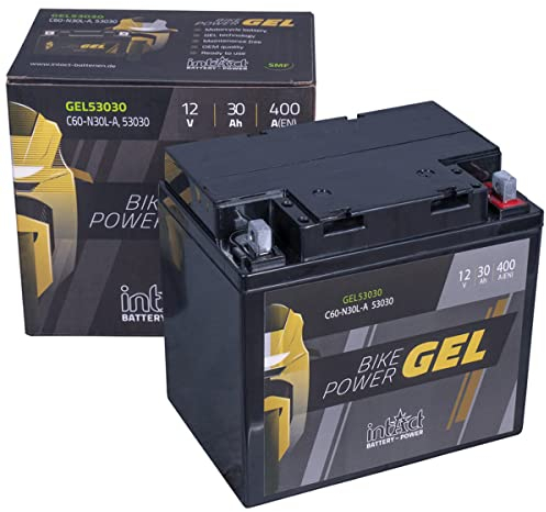 intAct - BATTERIA MOTO AL GEL Bike-Power GEL53030. Sostituisce 52515, 53030, Y60-N30L-A. Batteria moto 12V 30Ah 400A. Dimensioni: 178x124x166mm. Con fino al 30% in più di potenza di avviamento.