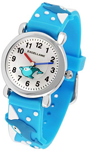 Excellanc Kinderarmbanduhr Analog Lernuhr Jungen Mädchen | Armbanduhr Kinder ab 4 Jahre – Lernuhr | Kinderuhr Analog Jungen 6 8 10 Jahre – bunt wasserdicht Schulkind Geschenk
