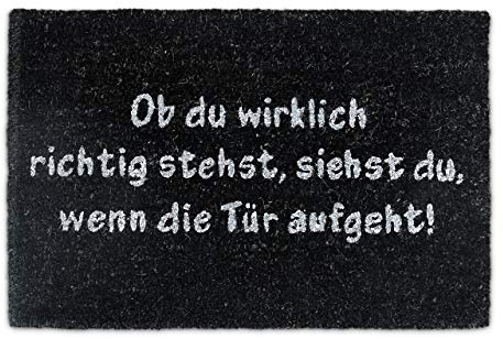 Relaxdays Fußmatte Kokos SPRUCH 40 x 60cm Kokosmatte mit rutschfester PVC Unterlage Fußabtreter aus Kokosfaser als Schmutzfangmatte und Sauberlaufmatte Fußabstreifer für Außen und Innen Matte, schwarz