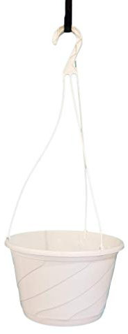 Landmark Plastics Contempo Swirl Hängekorb, 25,4 cm Durchmesser, Grün oder Weiß weiß
