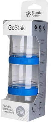 BlenderBottle GoStak Behälter zum Aufbewahren von Protein, Eiweiß, Pulver, Vitaminen und mehr- 2Pak 150ml (2x150ml), cyan