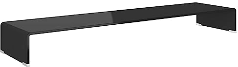 vidaXL TV-Glasaufsatz Tisch Monitor Erhöhung Glasbühne Podest Schwarz 120x30x13