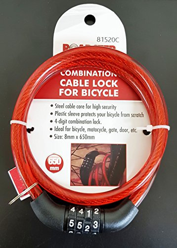 Roadster Combination Number Code Bike Bicycle Cycle Lock 8mm by 650mm Steel Cable Chain.