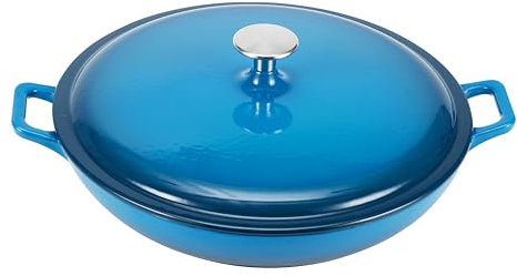 Amazon Basics - Casseruola bassa in ghisa smaltata, 3,1 L, Blu