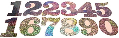 B2SEE Sticker-Zahlen Glitzer-Aufkleber groß Glitzer-Klebe-Zahlen selbstklebend groß Sticker Zahlen zum auf-kleben (Silber)