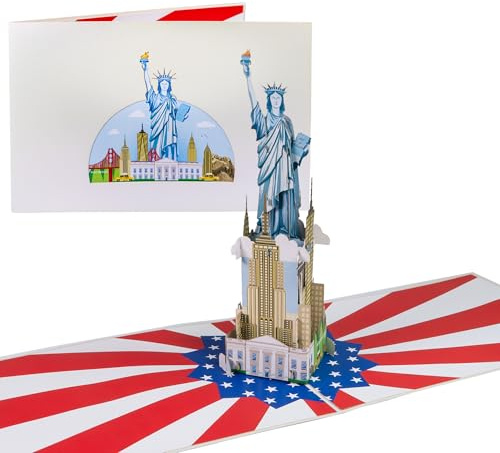 Sweetpopup® 3D Pop-Up Karte Freiheitsstatue – Reisegutschein New York | Mit Geldgeschenk-Verpackung, Notizkarte und Umschlag – 3D Freiheitsstatue für New York, USA, Geburtstag und Reise