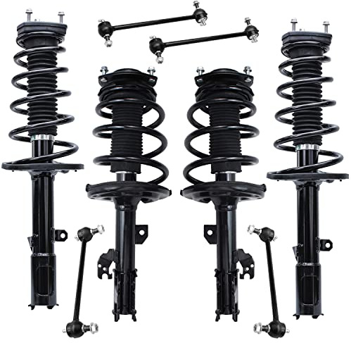 Detroit Axle - 8pc Struts Sway Bars for 2007 2008 2009 2010 2011 Toyota Camry, 4 Front Rear Complete Struts w/Coil Spring 4 Sway Bar Links Replacement Quick Shock Absorbers
