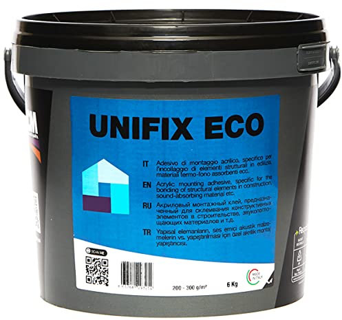 MASTERBRICO Colla per Pannelli Fonoassorbenti, Colla per Pannelli Polistirolo, Rosoni, Battiscopa, Sughero e Piastrelle – Collante Acrilico con Forte Presa per Uso Interno (6 kg)