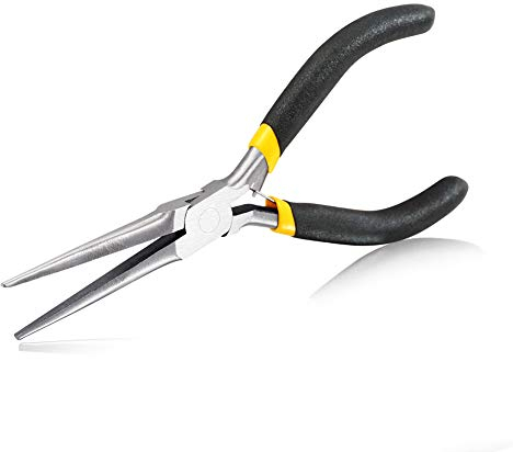 SPEEDWOX Pince à bec long de 15,2 cm Mini pince à boucler de précision Longues poignées antidérapantes Mâchoires lisses pour les zones difficiles à atteindre