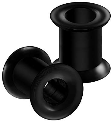 KJM FASHION 2 Stk Schwarz 8mm 0g Double Flared Ohr Tunnel Ear Flesh Plugs Dehner Stecker Ringe Expander Piercing Schmuck 5224