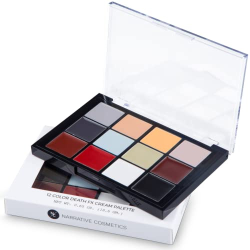 Narrative Cosmetics 12-Color Death FX Cream Palette, Professional Quick Drying Waterproof SFX Makeup for the Stage, Film, Costumes, Cosplay, Halloween