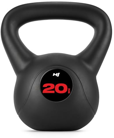 Hop-Sport Kettlebell 4kg bis 20kg aus Kunststoff, Kugelhantel für effektives Ganzkörpertraining, Gewichte für Zuhause, Ergonomische Griffe, Home Gym Equipment