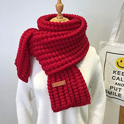 UKKD Winter Gestrickter Schal - Mode Frauen Lange Weibliche Vintage Große Weiche Warme Pashmina Verdickte Wolle