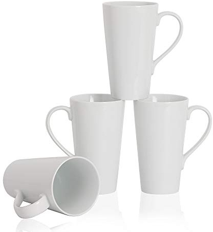 Buyajuju Large Coffee Mugs Set, 16 OZ Tall Coffee Cups with Handle, White Coffee Mugs Set of 4 for Coffee, Tea, Cocoa, Latte, Milk