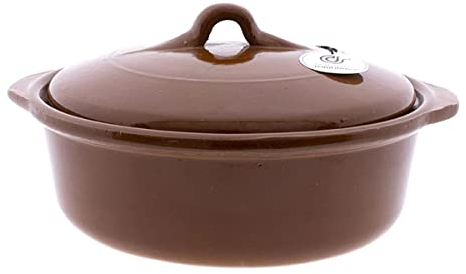 CERÁMICA RAMBLEÑA | Casseruola con Coperchio di Argilla Refrattaria Terracotta | Casseruola Ceramica | Casseruola a Fuoco Diretto e per Forno | Fatto in Spagna | 30x27.5x14.5 cm