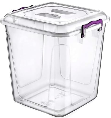 SAFRI 40L Clear Kitchen Pantry Reusable Storage Container Fridge Freezer Dishwasher Durable Microwave Safe Food Storage Box Organizer Meal Carrier (40 Litre)