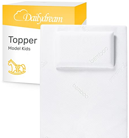 Dailydream viscoelastische Matratzenauflage “Model Travel Kids M” mit Memory Foam Effekt und extra Kissen, Edition “Standard”, 120x60x5cm