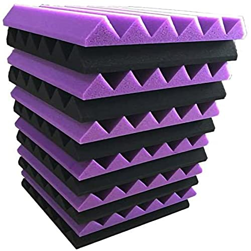 STCK Panneaux Insonorisants,12 pcs Tapis de Mousse Acoustique,30x30x2,5cm Panneaux de Mousse Acoustique,Home Learning,Podcasting,Apprentissage à Domicile(Violet/Noir)