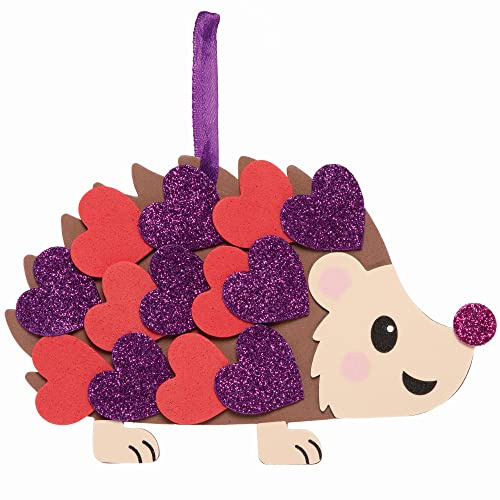 Baker Ross Herz Igel Moosgummi Dekoration Bastelset - 5er Pack, Valentinstagdekoration für Kinder zum Basteln (FC452)