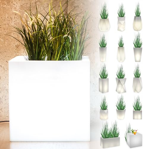 Monumo Leuchtender Blumentopf Groß 50 x 50 x 50 cm | geeignet für Haus, Büro, Garten, Patio, Hotel, Restaurant, Balkon und Terrasse, gemütliche Innenlampe, moderner Gartentopf (Pixel Pot)