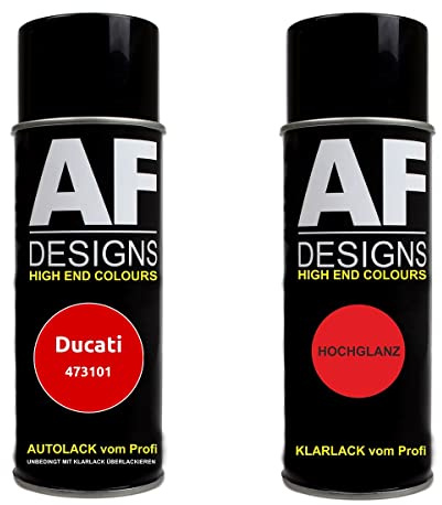 Alex Flittner Designs Motorradlack Spraydose Set für Ducati 473101 | Motorradlack Spraydosen Set 2 x 400 ml - bestehend aus 1 x 400 ml Basislack + 1 x 400 ml Klarlackk