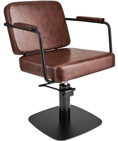 Ayala Friseurstuhl ENZO braun Friseursessel 360° Drehbar Frisörstuhl Barberstuhl Höhenverstellbarer Barbersessel Hydraulischer Friseurbedarf