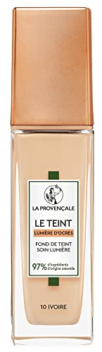 La Provençale - Le Fond de Teint Soin Lumière - 97% d'ingrédients d'origine naturelle - Couvrance Moyenne - Tous Types de Peaux - À l'Huile d'Olive Bio AOP Provence - Teinte : 10 Ivoire - 30 ml